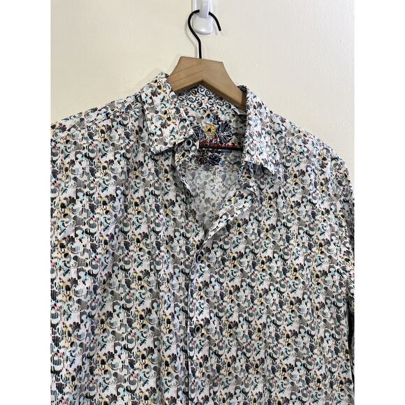 Robert Graham Abstract Boho Button Up Shirt L Flip Cuff Artsy Preppy Maximalist - Picture 7 of 14